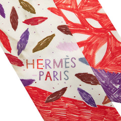 エルメス ツイリー Chacun Fait Son Nid それぞれの巣作り スカーフ ホワイト マルチカラー シルク レディース HERMES 【中古】