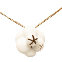 シャネル カメリア ココマーク ネックレス ゴールド ホワイト メッキ レディース CHANEL 【中古】