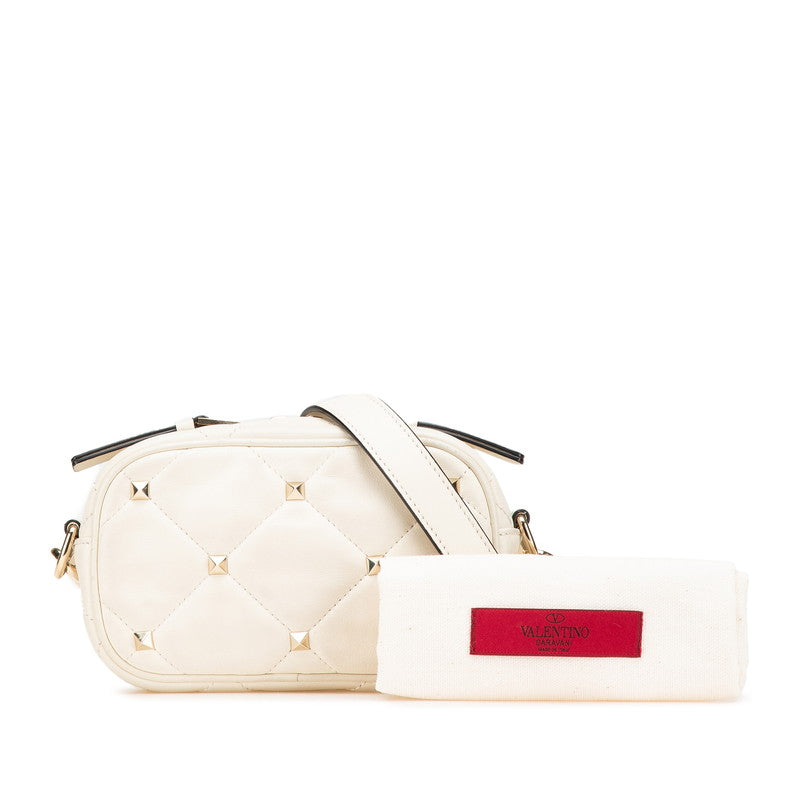 ヴァレンティノ ロックスタッズ ショルダーバッグ ホワイト レザー レディース VALENTINO 【中古】