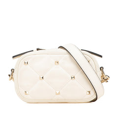 ヴァレンティノ ロックスタッズ ショルダーバッグ ホワイト レザー レディース VALENTINO 【中古】