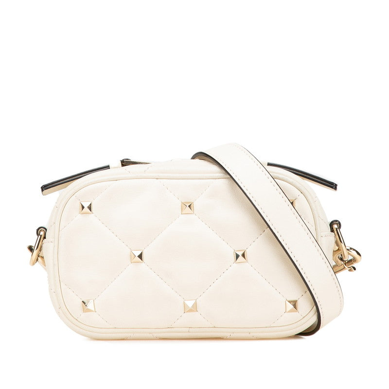 ヴァレンティノ ロックスタッズ ショルダーバッグ ホワイト レザー レディース VALENTINO 【中古】