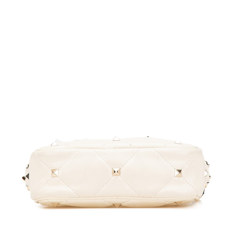 ヴァレンティノ ロックスタッズ ショルダーバッグ ホワイト レザー レディース VALENTINO 【中古】