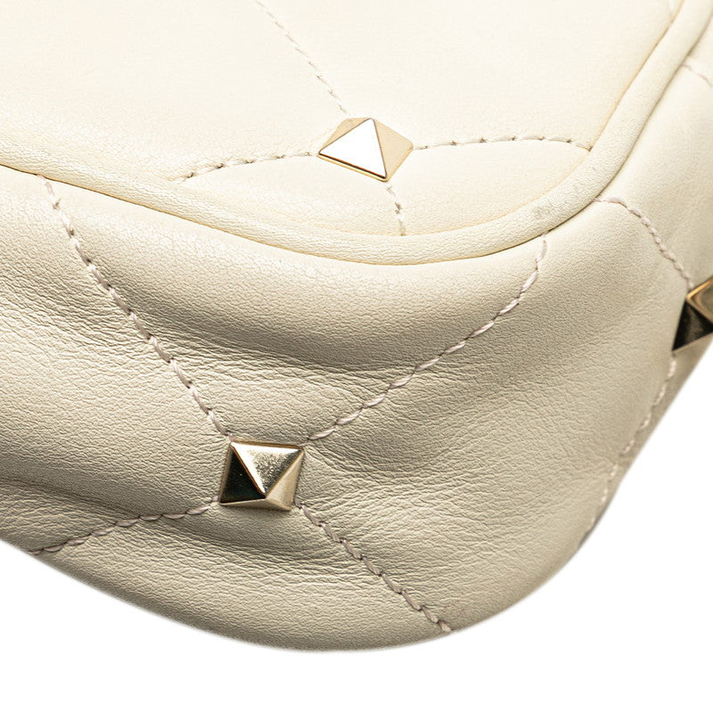 ヴァレンティノ ロックスタッズ ショルダーバッグ ホワイト レザー レディース VALENTINO 【中古】