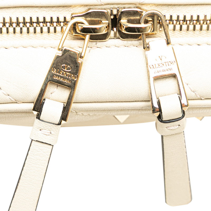 ヴァレンティノ ロックスタッズ ショルダーバッグ ホワイト レザー レディース VALENTINO 【中古】