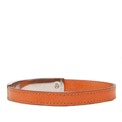 エルメス プスプス ブレスレット バングル オレンジ シルバー金具 レザー メタル レディース HERMES 【中古】