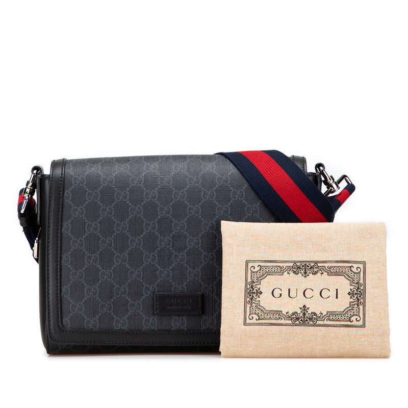 グッチ GGスプリーム ショルダーバッグ クロスボディバッグ 771167 ブラック PVC レザー レディース GUCCI 【中古】