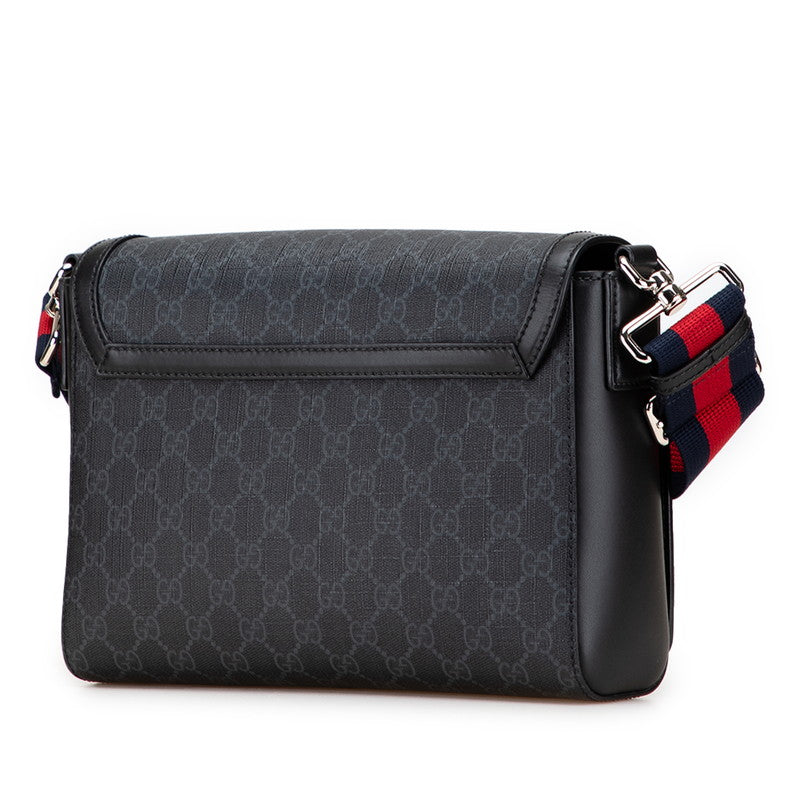 グッチ GGスプリーム ショルダーバッグ クロスボディバッグ 771167 ブラック PVC レザー レディース GUCCI 【中古】