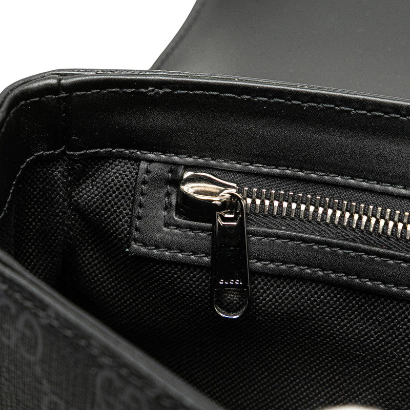 グッチ GGスプリーム ショルダーバッグ クロスボディバッグ 771167 ブラック PVC レザー レディース GUCCI 【中古】