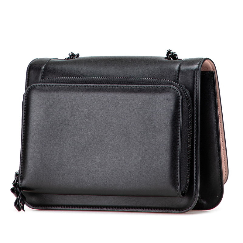 サルヴァトーレフェラガモ ヴァラリボン チェーン ショルダーバッグ AU-21 G877 ブラック レザー レディース Salvatore Ferragamo 【中古】
