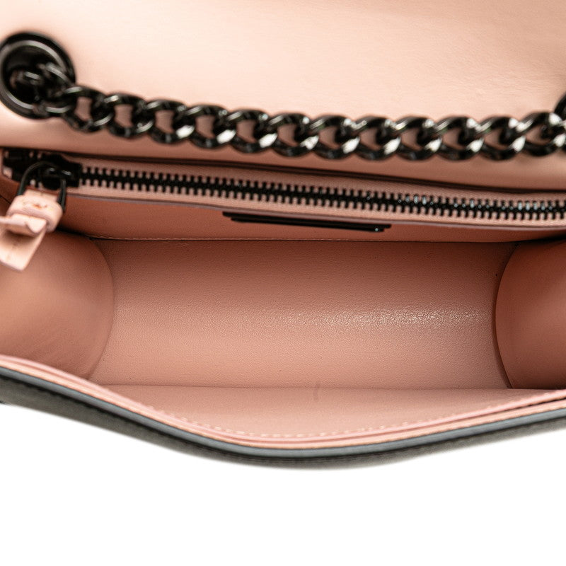 サルヴァトーレフェラガモ ヴァラリボン チェーン ショルダーバッグ AU-21 G877 ブラック レザー レディース Salvatore Ferragamo 【中古】
