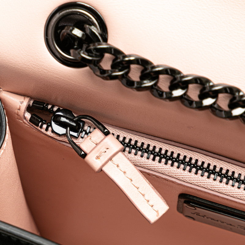 サルヴァトーレフェラガモ ヴァラリボン チェーン ショルダーバッグ AU-21 G877 ブラック レザー レディース Salvatore Ferragamo 【中古】