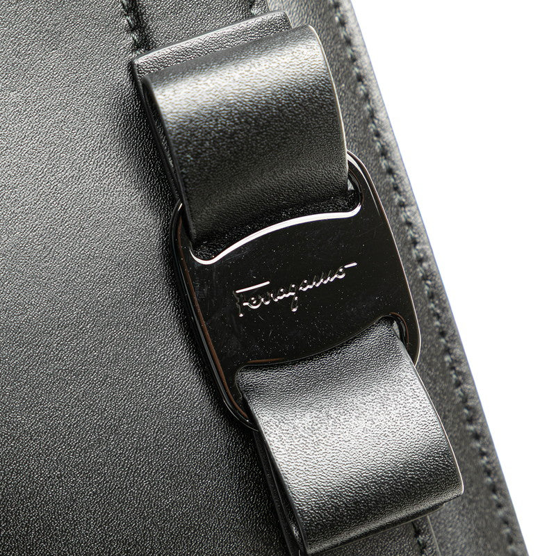 サルヴァトーレフェラガモ ヴァラリボン チェーン ショルダーバッグ AU-21 G877 ブラック レザー レディース Salvatore Ferragamo 【中古】