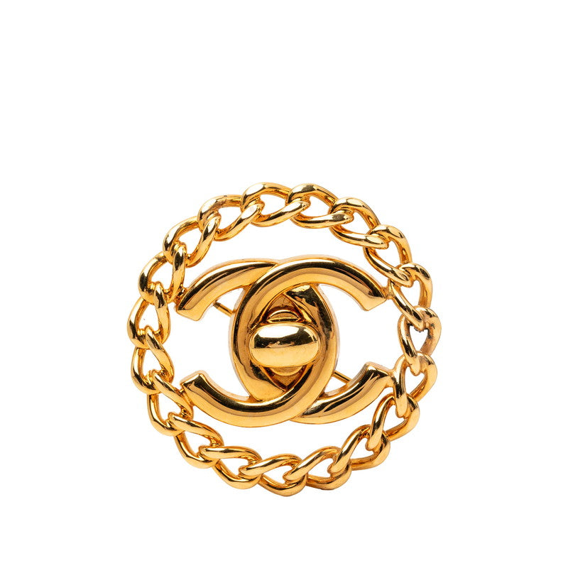 シャネル ココマーク ターンロック チェーン モチーフ ブローチ ゴールド メッキ レディース CHANEL 【中古】