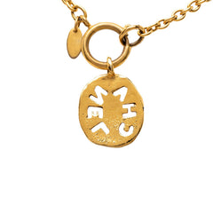 シャネル ロゴ プレート チェーン ペンダント ネックレス ゴールド メッキ GP レディース CHANEL 【中古】