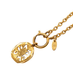 シャネル ロゴ プレート チェーン ペンダント ネックレス ゴールド メッキ GP レディース CHANEL 【中古】