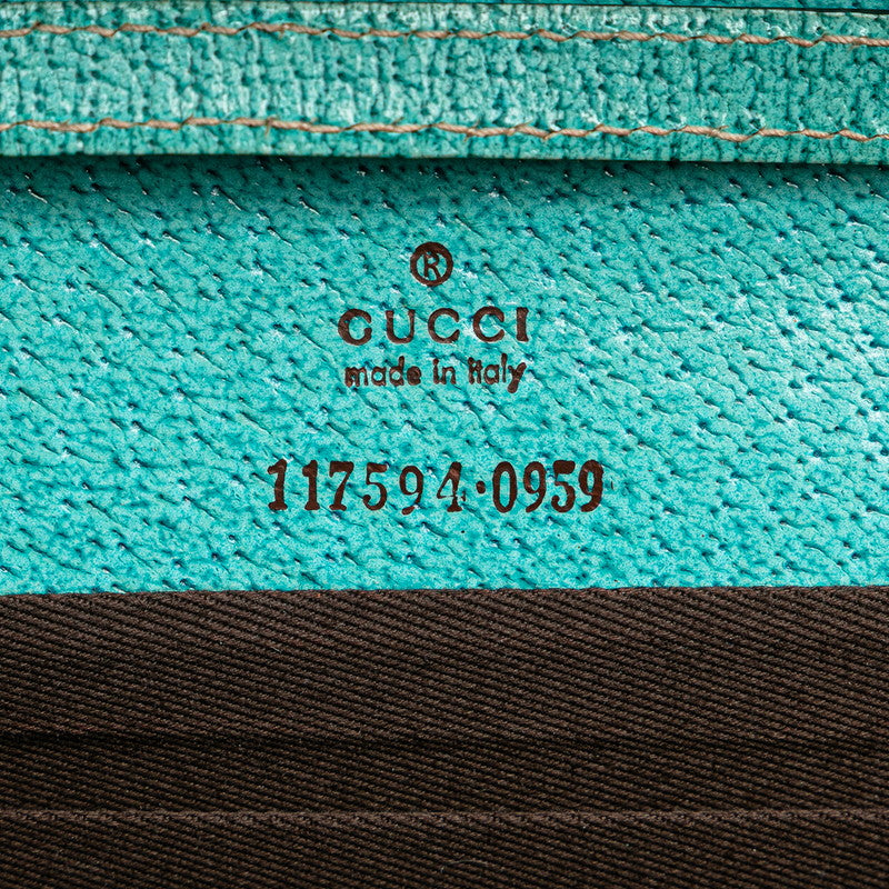 グッチ GGキャンバス バンブー ショルダーバッグ 117594 ブラウン ブルー キャンバス レザー レディース GUCCI 【中古】
