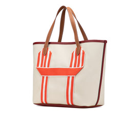 エルメス ピュール サングル トートバッグ ベージュ レッド ブラウン トリヨンクレマンス トワルミリタリー レディース HERMES 【中古】