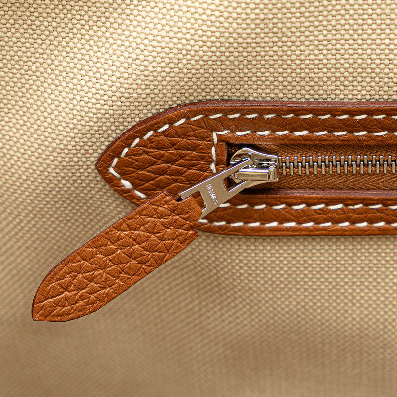 エルメス ピュール サングル トートバッグ ベージュ レッド ブラウン トリヨンクレマンス トワルミリタリー レディース HERMES 【中古】