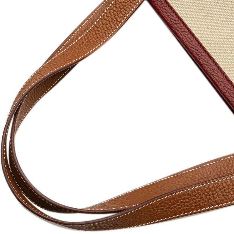 エルメス ピュール サングル トートバッグ ベージュ レッド ブラウン トリヨンクレマンス トワルミリタリー レディース HERMES 【中古】