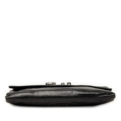 ミュウミュウ ロゴ ハンドバッグ ショルダーバッグ 2WAY ブラック レザー ラインストーン レディース MIUMIU 【中古】