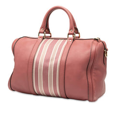 グッチ シェリーライン ミニボストンバッグ ショルダーバッグ 2WAY 247205 ピンク キャンバス レザー レディース GUCCI 【中古】