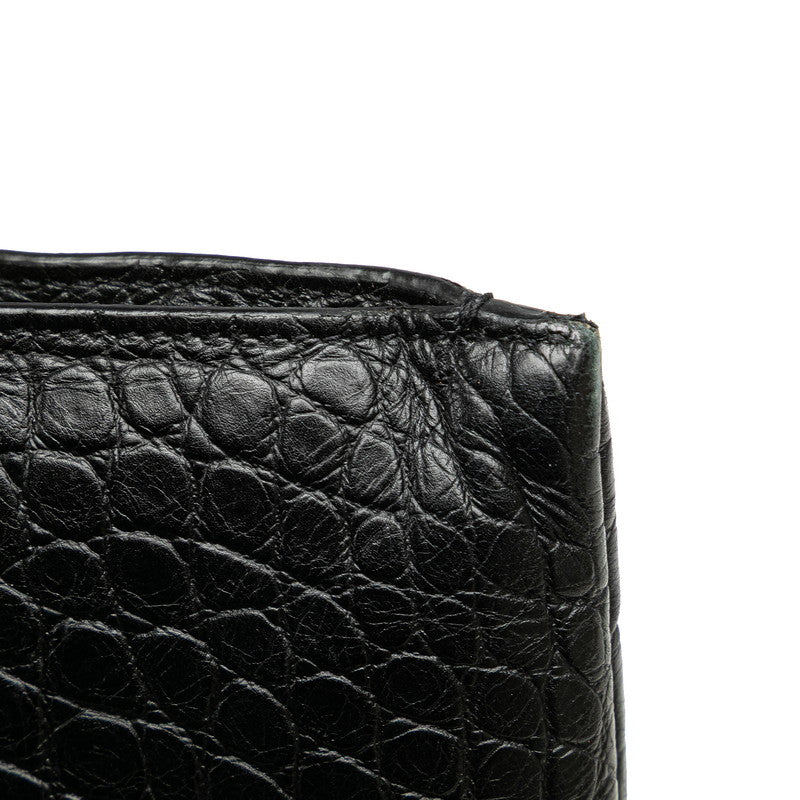 サンローラン クロコ型押し クラッチバッグ セカンドバッグ 39729 ブラック レザー メンズ SAINT LAURENT 【中古】