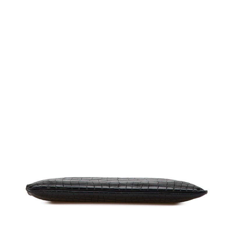 サンローラン クロコ型押し クラッチバッグ セカンドバッグ 39729 ブラック レザー メンズ SAINT LAURENT 【中古】
