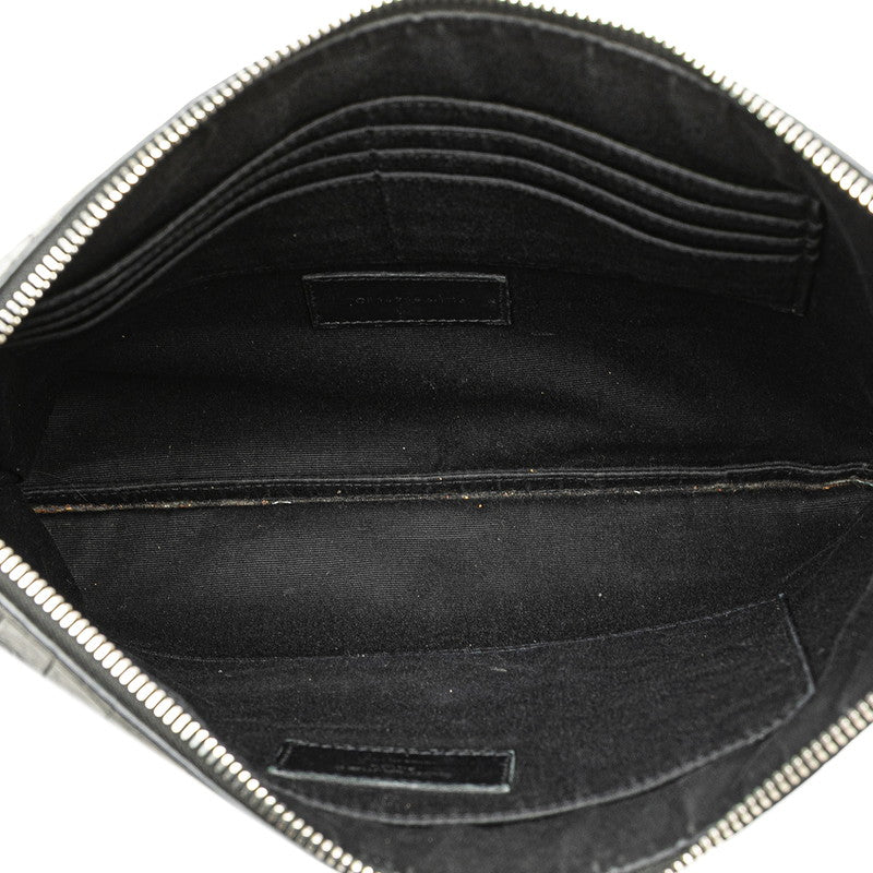 サンローラン クロコ型押し クラッチバッグ セカンドバッグ 39729 ブラック レザー メンズ SAINT LAURENT 【中古】