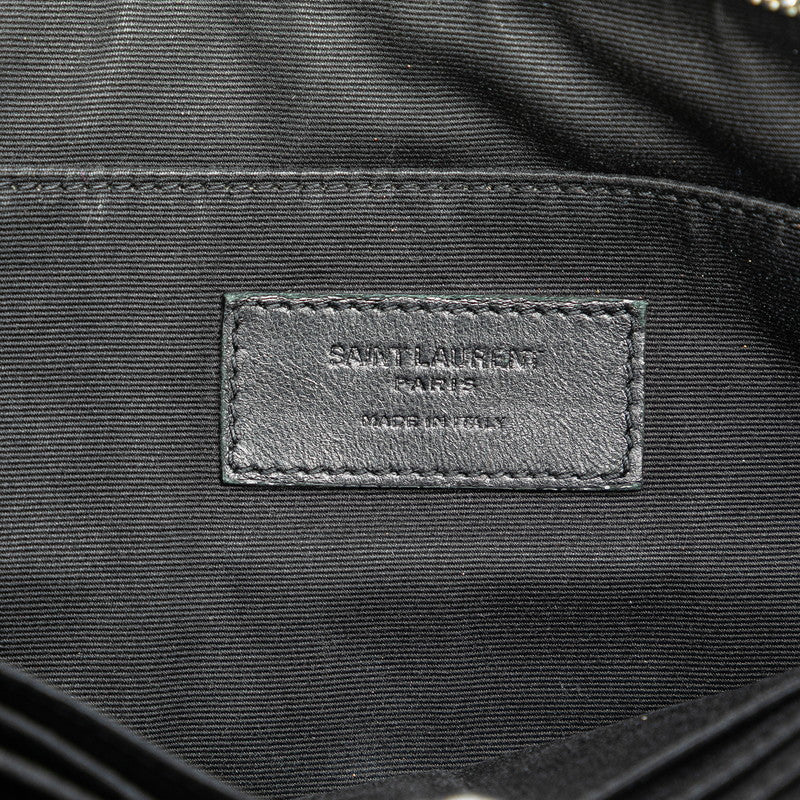 サンローラン クロコ型押し クラッチバッグ セカンドバッグ 39729 ブラック レザー メンズ SAINT LAURENT 【中古】