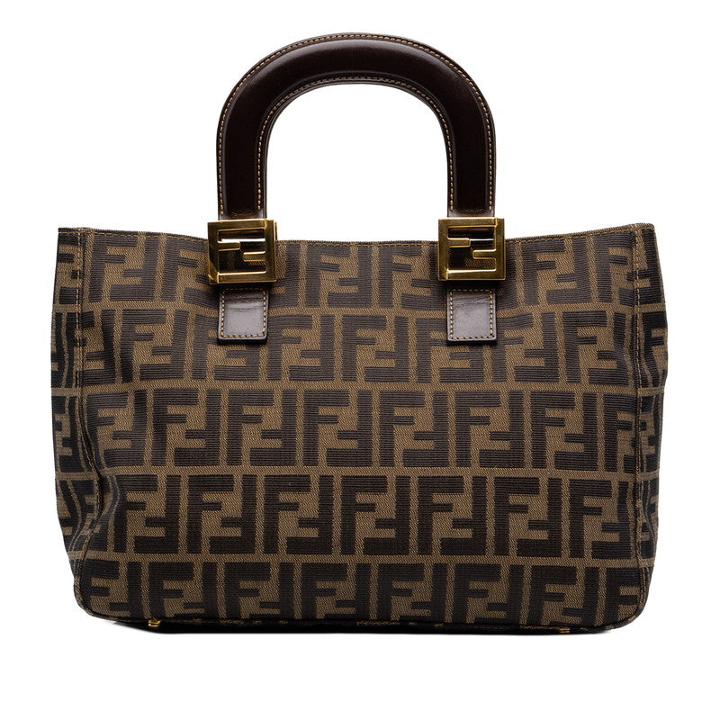 フェンディ ズッカ ハンドバッグ 26329 ブラウン キャンバス レザー レディース FENDI 中古
