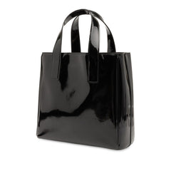 プラダ 三角ロゴプレート ハンドバッグ トートバッグ ブラック パテントレザー レディース PRADA 【中古】