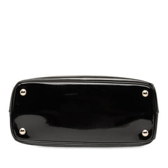 プラダ 三角ロゴプレート ハンドバッグ トートバッグ ブラック パテントレザー レディース PRADA 【中古】