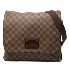 ルイ ヴィトン ダミエ ブルックリンMM 斜め掛け ショルダーバッグ N51211 ブラウン PVC レザー レディース LOUIS VUITTON 【中古】