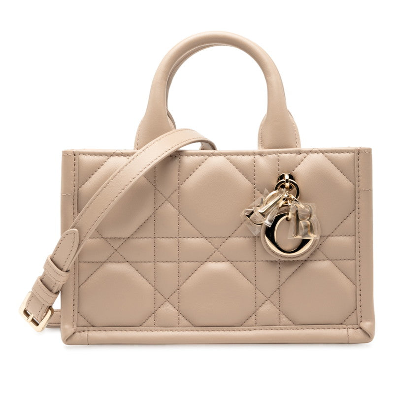ディオール マクロカナージュ ブックトート ミニ ショルダーバッグ トートバッグ 2WAY ベージュ レザー レディース Dior 【中古】