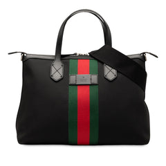 グッチ シェリーライン トートバッグ ショルダーバッグ 2WAY 630923 ブラック ナイロン レザー レディース GUCCI 【中古】