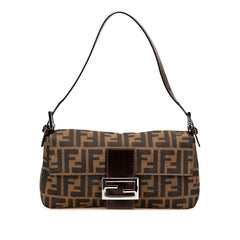 フェンディ ズッカ マンマバケット ワンショルダーバッグ ブラウン キャンバス レザー レディース FENDI 【中古】