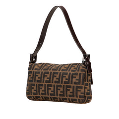 フェンディ ズッカ マンマバケット ワンショルダーバッグ ブラウン キャンバス レザー レディース FENDI 【中古】