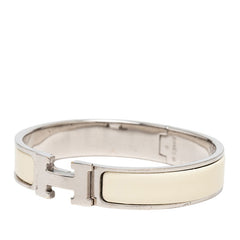 エルメス クリックH PM Hバングル ブレスレット アイボリー シルバー メタル エナメル レディース HERMES 【中古】