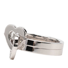 カルティエ K18WG ホワイトゴールド ダイヤモンド 2ハート リング 指輪 #47 レディース CARTIER 6.5号 【中古】
