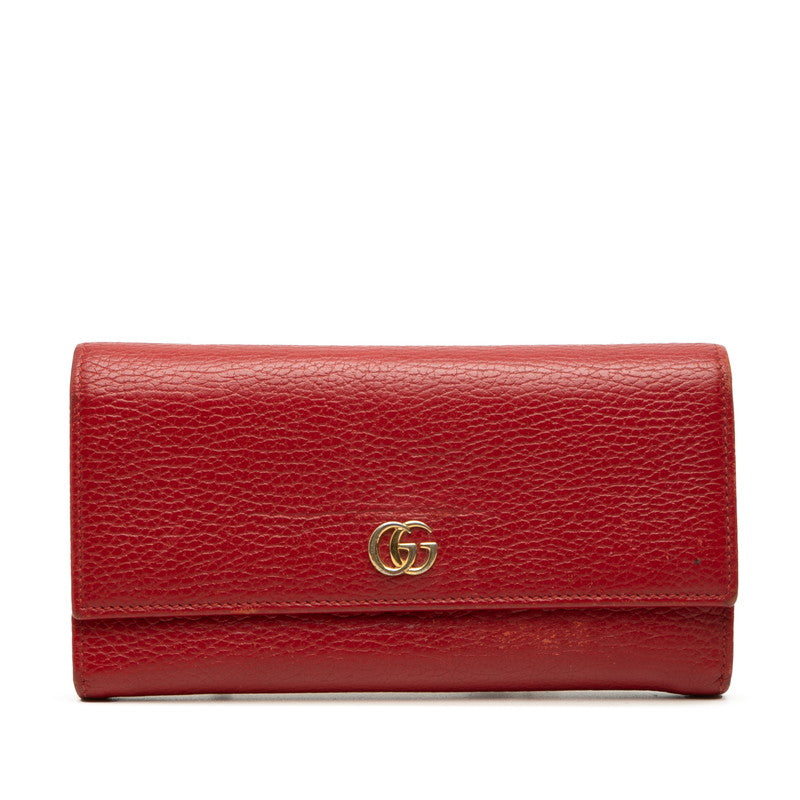 グッチ ダブルG 長財布 456116 レッド レザー レディース GUCCI 【中古】