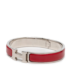 エルメス クリックH GM ブレスレット バングル シルバー ボルドー メタル エナメル レディース HERMES 【中古】