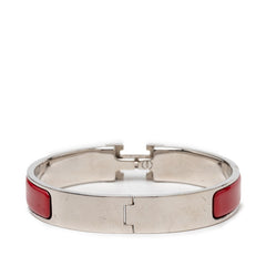 エルメス クリックH GM ブレスレット バングル シルバー ボルドー メタル エナメル レディース HERMES 【中古】