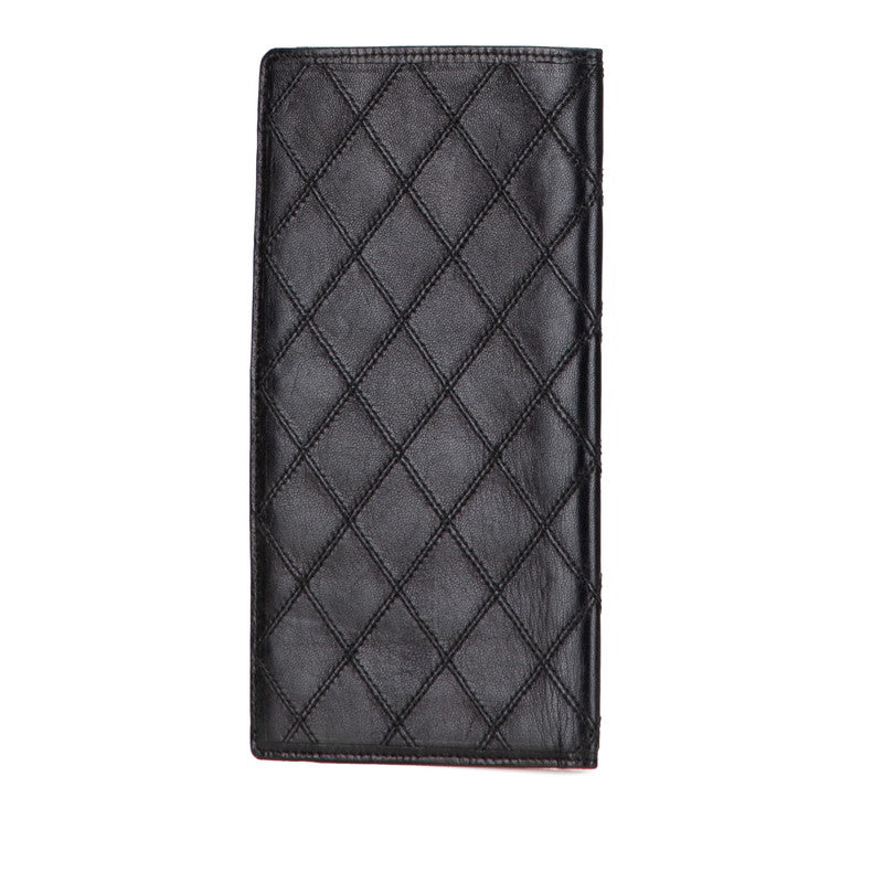 シャネル ビコローレ 札入れ 長財布 ブラック ラムスキン レディース CHANEL 【中古】