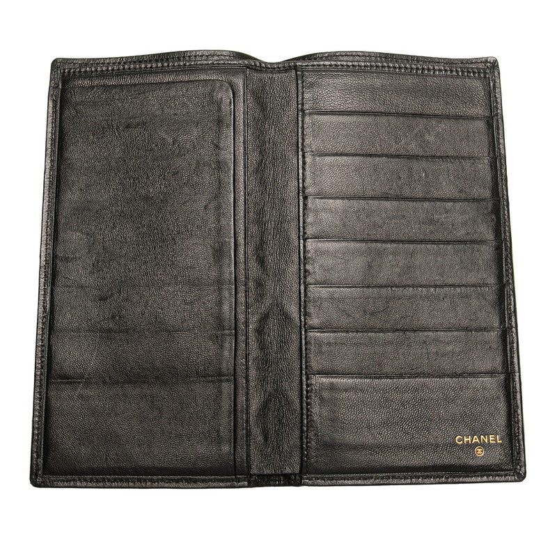 シャネル ビコローレ 札入れ 長財布 ブラック ラムスキン レディース CHANEL 【中古】
