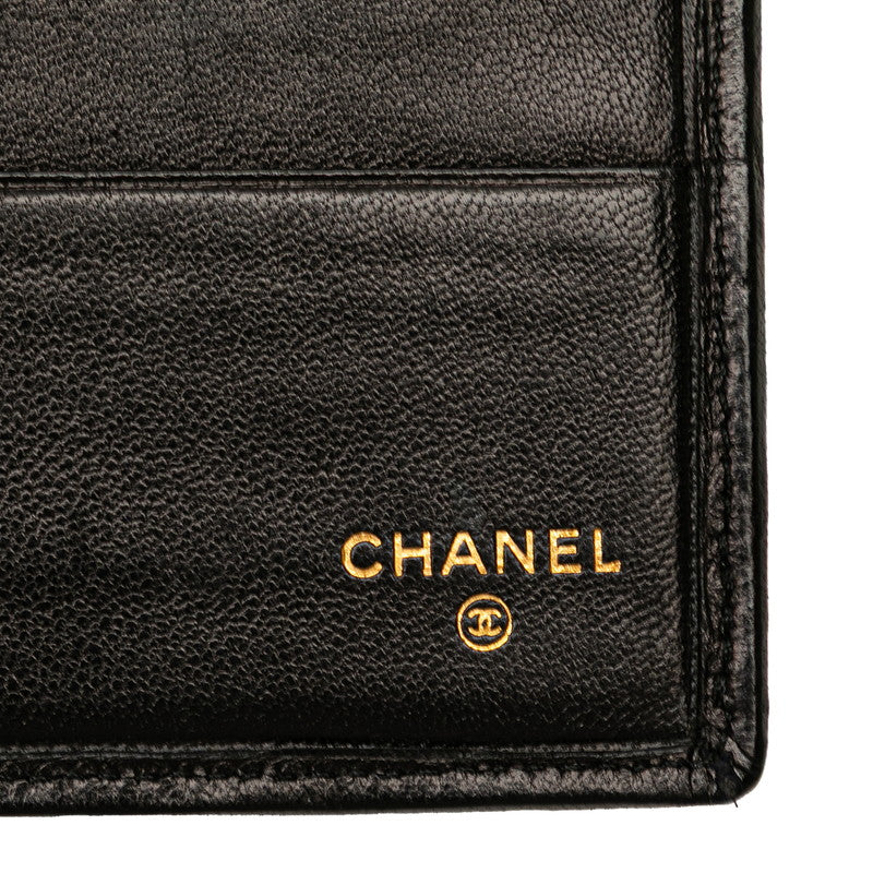 シャネル ビコローレ 札入れ 長財布 ブラック ラムスキン レディース CHANEL 【中古】