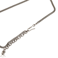 シャネル ロゴプレート ネックレス シルバー ホワイト メタル レディース CHANEL 【中古】