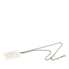 シャネル ロゴプレート ネックレス シルバー ホワイト メタル レディース CHANEL 【中古】