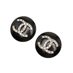 シャネル ココマーク イヤリング シルバー ブラック メタル ラインストーン レディース CHANEL 【中古】