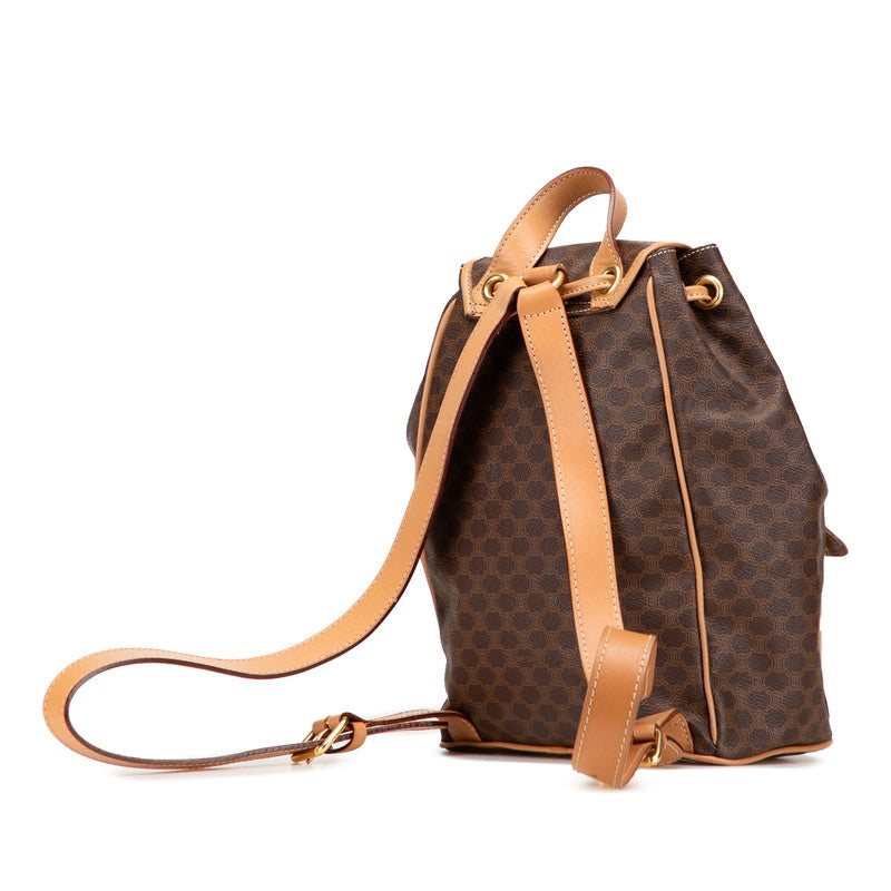 セリーヌ マカダム リュック バックパック ブラウン ベージュ PVC レザー レディース CELINE 【中古】