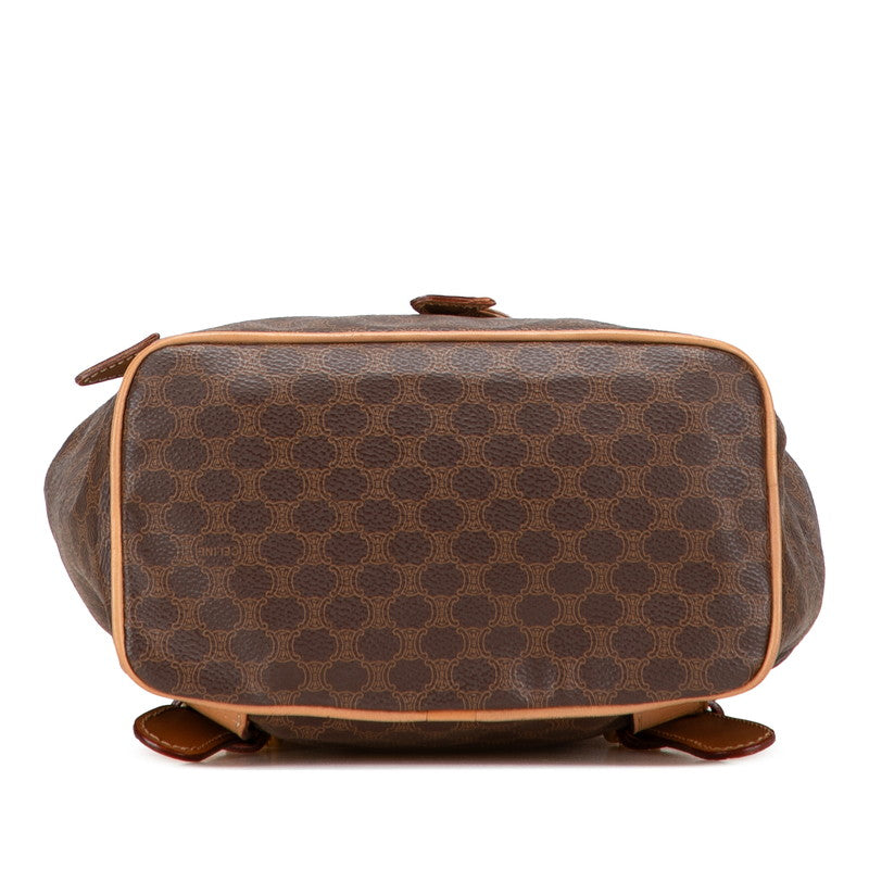 セリーヌ マカダム リュック バックパック ブラウン ベージュ PVC レザー レディース CELINE 【中古】